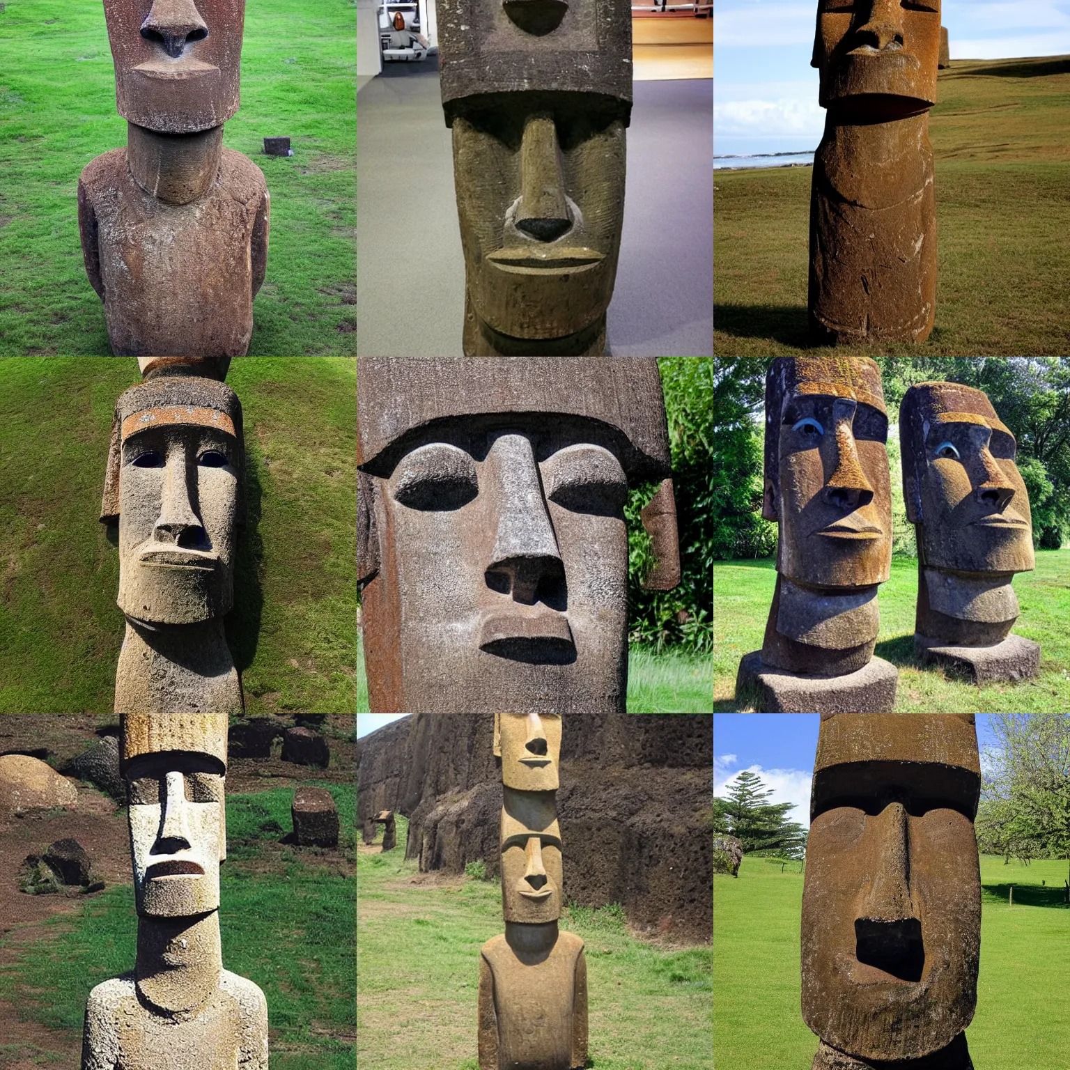 Prompt: easter island head with a full body