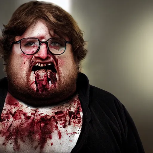 Image similar to visceral portrait of a zombified gabe newell