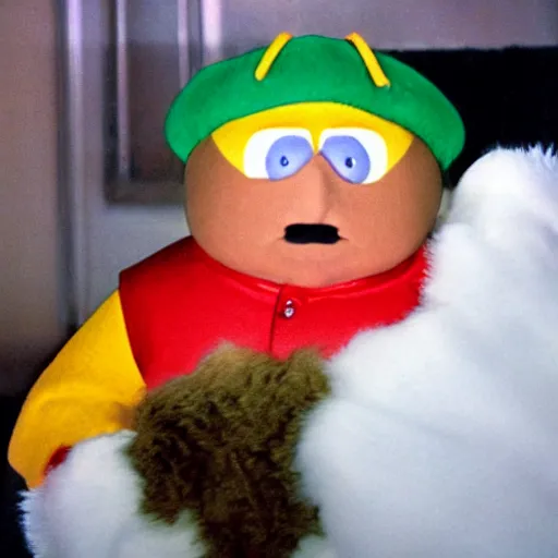 Image similar to cartman as a fluffy muppet