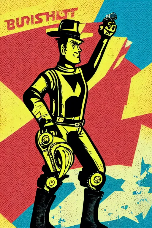 Image similar to fallout 7 6 retro futurist illustration art by butcher billy, sticker, colorful, illustration, highly detailed, simple, smooth and clean vector curves, no jagged lines, vector art, smooth andy warhol style