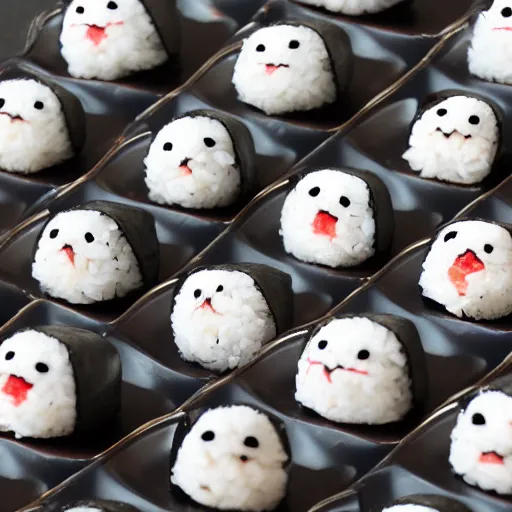 Prompt: photo of onigiri with cute faces, high detail, funny, 8k,