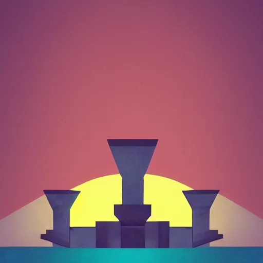 Image similar to surreal brutalism, artstation, low sunset, colorful, great composition, stylized,
