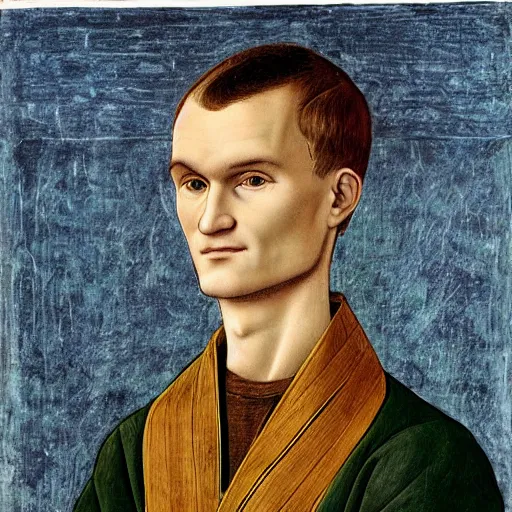 Prompt: portrait of vitalik buterin by botticelli