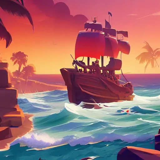 Image similar to painting treasure on sea of thieves game smooth median photoshop filter cutout vector, behance hd by jesper ejsing, by rhads, makoto shinkai and lois van baarle, ilya kuvshinov, rossdraws global illumination