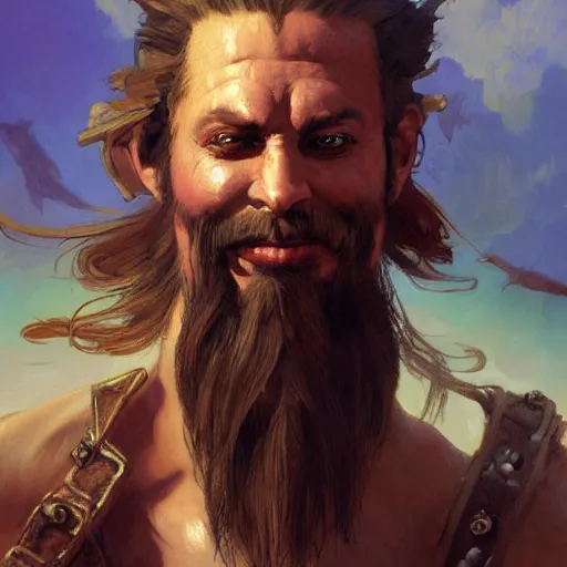 Image similar to painterly bearded pirate, painted fantasy character portrait, headshot, fantasy, highly detailed, digital painting, artstation, concept art, sharp focus, illustration, art by the golden age of American illustration archive, simon bisley and frank frazetta, artgerm and greg rutkowski and alphonse mucha