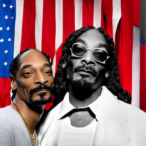 Prompt: snoop dogg making out with elon musk in front of the american flag, ( ( ( ( ( ( very detailed ) ) ) ) ) ), 8 k