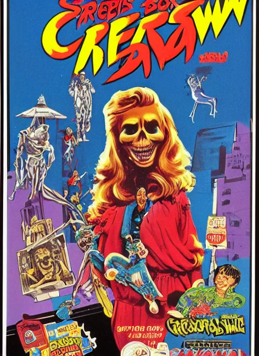 Image similar to a box of creepshow ( 1 9 8 2 ) cereal, 1 9 8 0's, highly detailed