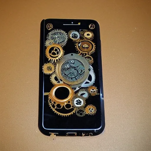 Prompt: steampunk cellphone