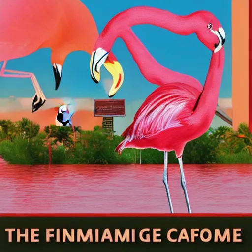 Image similar to the flamingo cafe, internetcore plunderphonic collage bandcamp album cover, meme trending on artstation