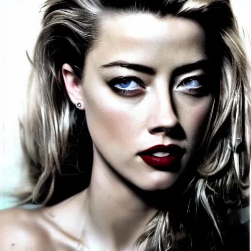 Prompt: portrait of amber heard by mario testino 1 9 8 0, 1 9 8 0 s style, headshot, taken in 1 9 8 0, detailed, award winning, sony a 7 r