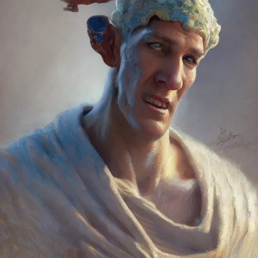 Image similar to a beautiful painting of handsome squidward, rendered art, highly detailed painting by gaston bussiere, craig mullins, j. c. leyendecker 8 k, trending on artstation, art