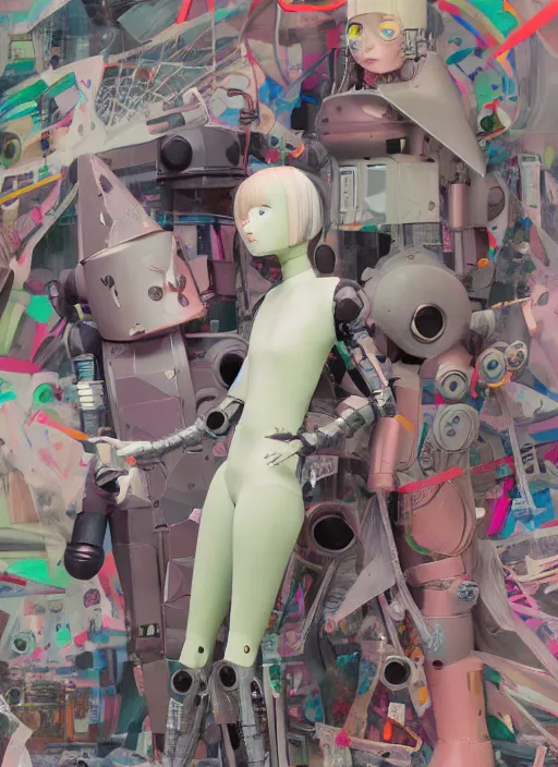 Image similar to editorial photograph for an art magazine, studio photograph a contemporary art sculpture of a modular android, by jack gaughan, by hikari shimoda, in the style of nier automata