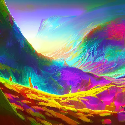 Prompt: a colourful abyss, landscape, digital art, detailed
