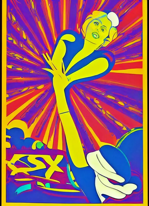 Prompt: a 6 0's style poster, hippie art in peter max colors by alex gray and karl ferris