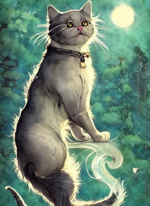 Prompt: a hyper realistic ink cat and the meaning of life and sunbeams blue sky, lush forest comic painting by chiara bautista and norman rockwell and greg rutkowski weta studio, and lucasfilm