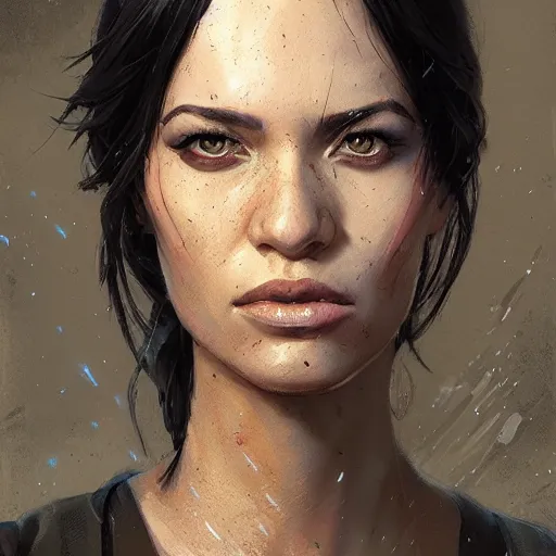 Image similar to portrait of a woman by greg rutkowski, marla fett, samoan features, straight black hair, tall and slender, star wars expanded universe, she is about 2 0 years old, wearing tactical gear, digital painting, artstation, concept art, smooth, sharp foccus ilustration, artstation hq