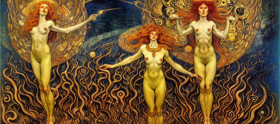 Image similar to Divine Chaos Engine by Karol Bak, Jean Delville, William Blake, Gustav Klimt, and Vincent Van Gogh, symbolist, visionary