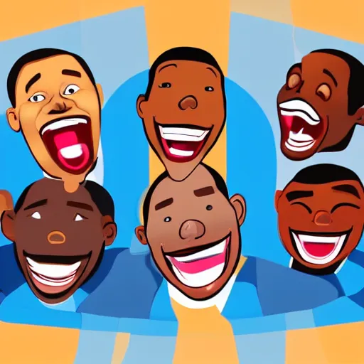 Prompt: a black man singing with all teeth shown, cartoonish