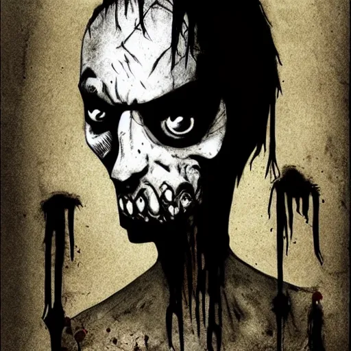 Image similar to zombie from the walking dead drawn by ben templesmith