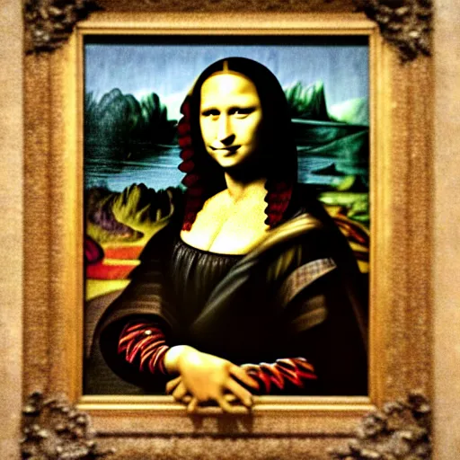 Image similar to a cow as the mona lisa, painted by davinci, hanging in the louvre