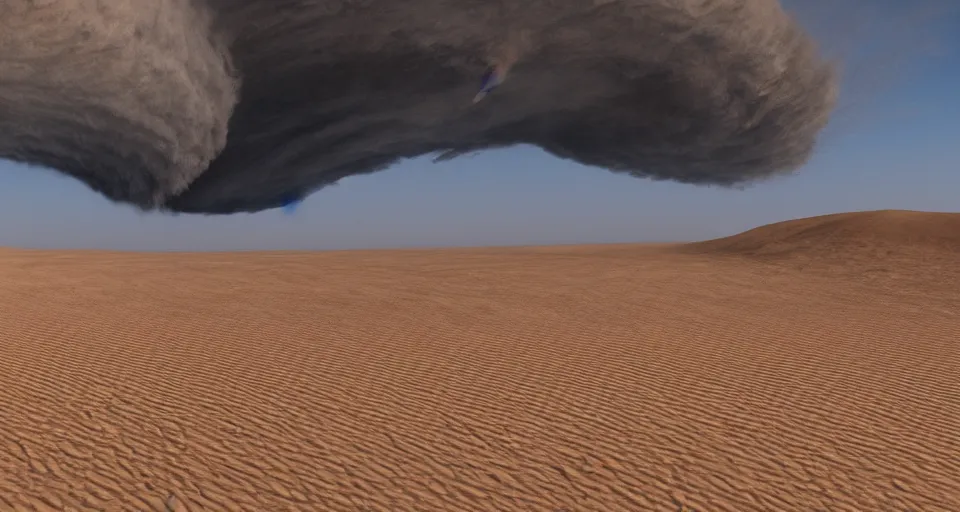 Prompt: a monster that is a tornado of sand over the desert, 4 k, hyper detailed, photorealistic