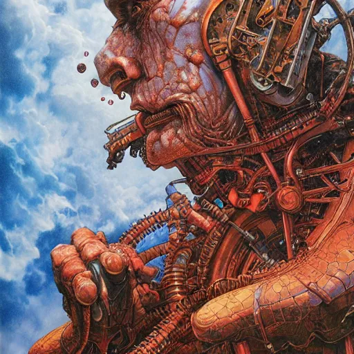 Prompt: realistic detailed image of Thomas the Tank by Ayami Kojima, Amano, Karol Bak, Greg Hildebrandt, and Mark Brooks, Neo-Gothic, gothic, rich deep colors. Beksinski painting, part by Adrian Ghenie and Gerhard Richter. art by Takato Yamamoto. masterpiece