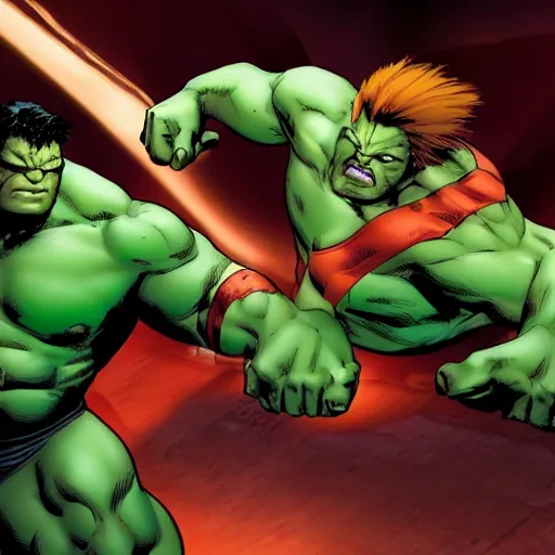 Image similar to x - men juggernaut fighting hulk, action scene