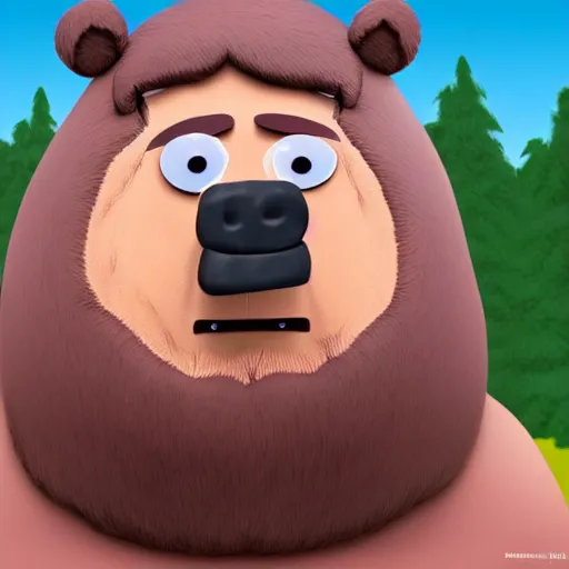 Image similar to character man bear pig from south park in life, hyperrealistic, realistic, hyperrealism, great detail, very detailed, 8 k, 4 k