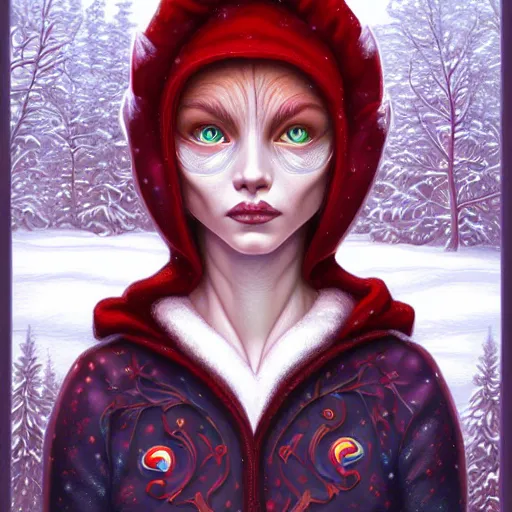 Image similar to Snow Elf By Casey Weldon and Martine Johana, rich colors, intricate, elegant, highly detailed, centered, digital painting, artstation, concept art, smooth, sharp focus, HDR, illustration