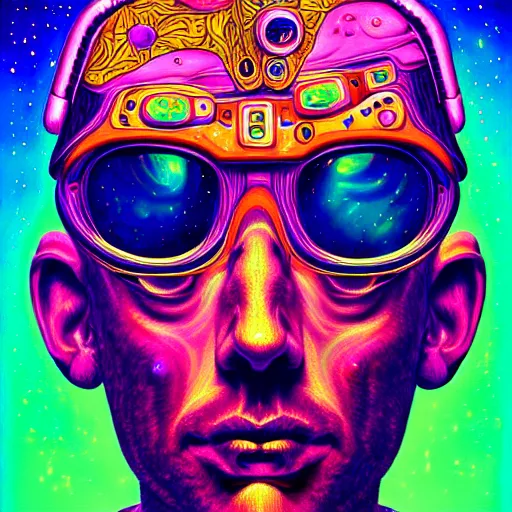 Image similar to An extremely psychedelic portrait of an astronaut, surreal, LSD, face, detailed, intricate, elegant, lithe, highly detailed, digital painting, artstation, concept art, smooth, sharp focus, illustration
