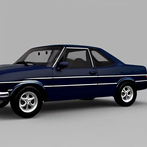 Image similar to ford escort modified navy blue, highly detailed, 8 k, masterpiece, super resolution.