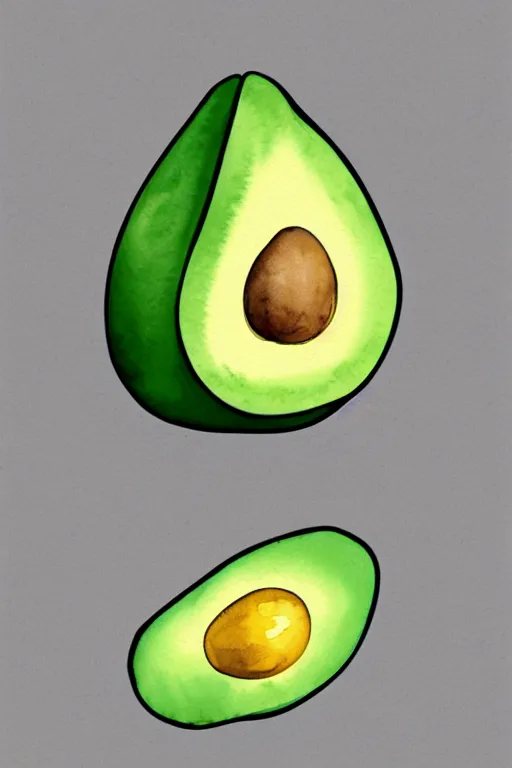 Image similar to minimalist watercolor art of an avocado, illustration, vector art