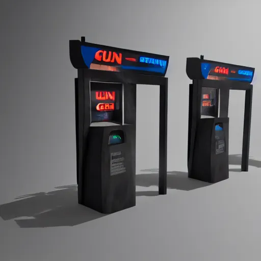 Image similar to gun charging kiosk, brutalist, futuristic, unreal engine, concept art
