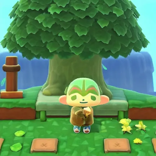 Image similar to Yoda in Animal Crossing