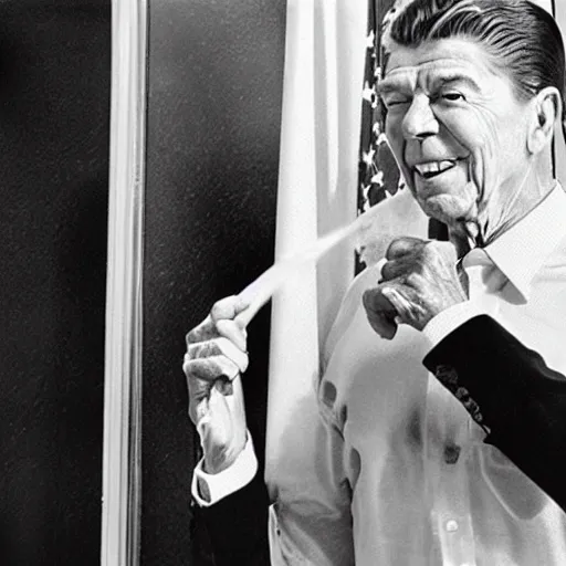 Image similar to ronald reagan showering