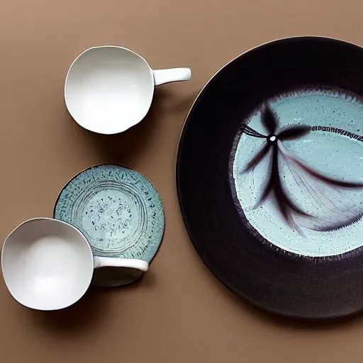 Image similar to “a cup and plate by zaya hadidi”