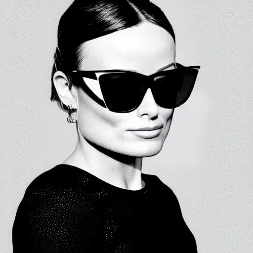 Prompt: a portrait of Olivia Wilde wearing sunglasses, digital art