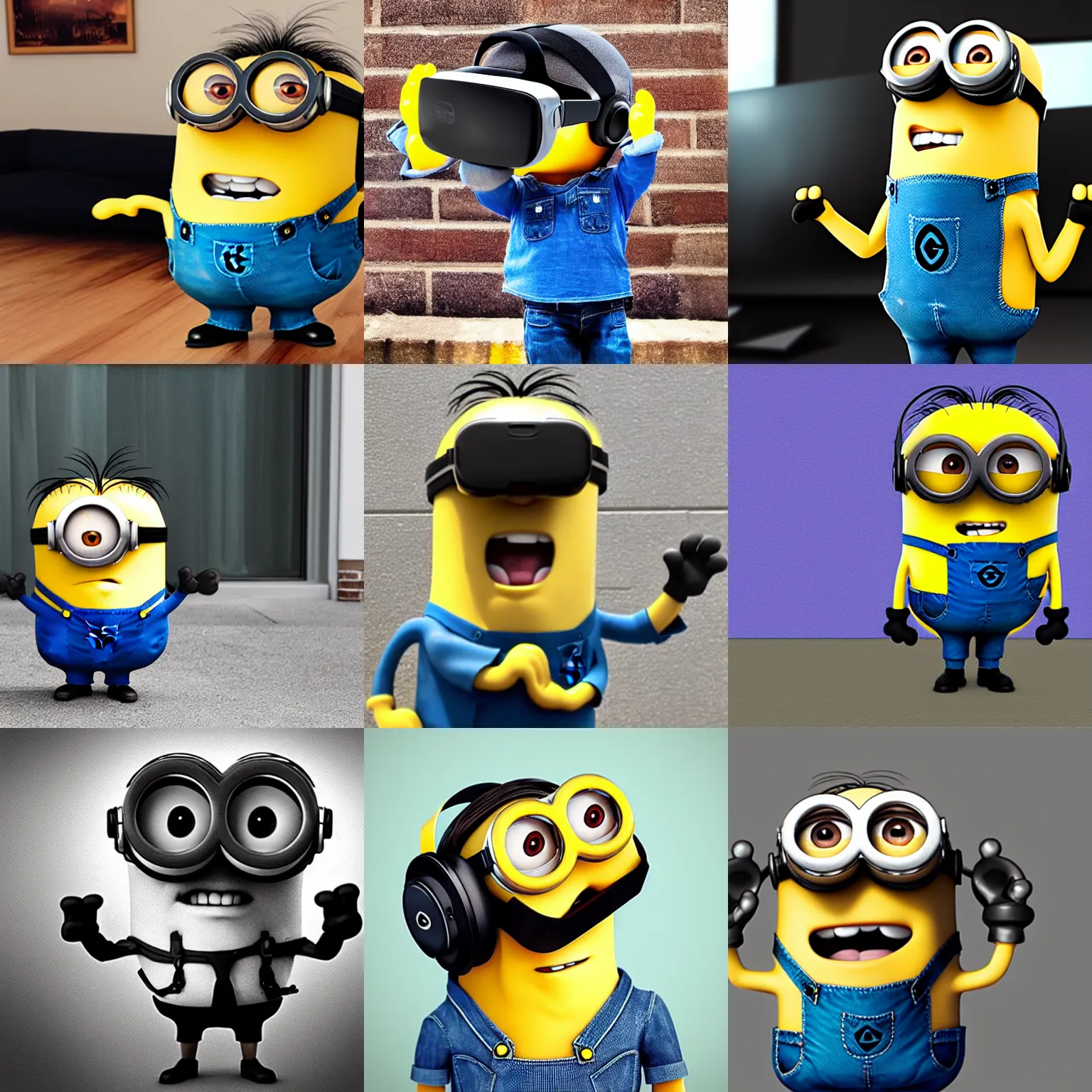 Prompt: minion wearing vr headset