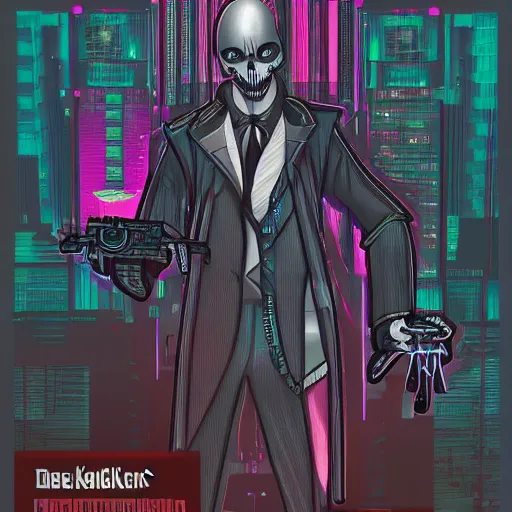 Image similar to cyberpunk jack skellington as the leader of a futuristic communist nation, cybernetics, sharp lines, digital, artstation, colored in