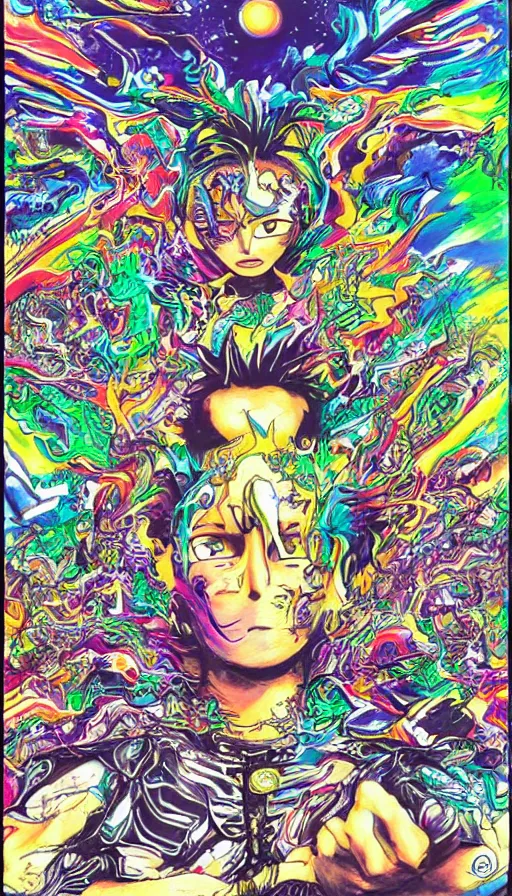 Image similar to psytrance artwork, by yoshihiro togashi