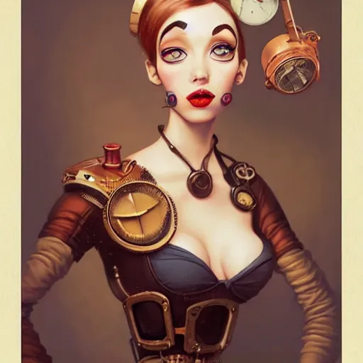 Image similar to lofi steampunk portrait pixar style by Jonathan Yeo and Tom Bagshaw and Joe Fenton