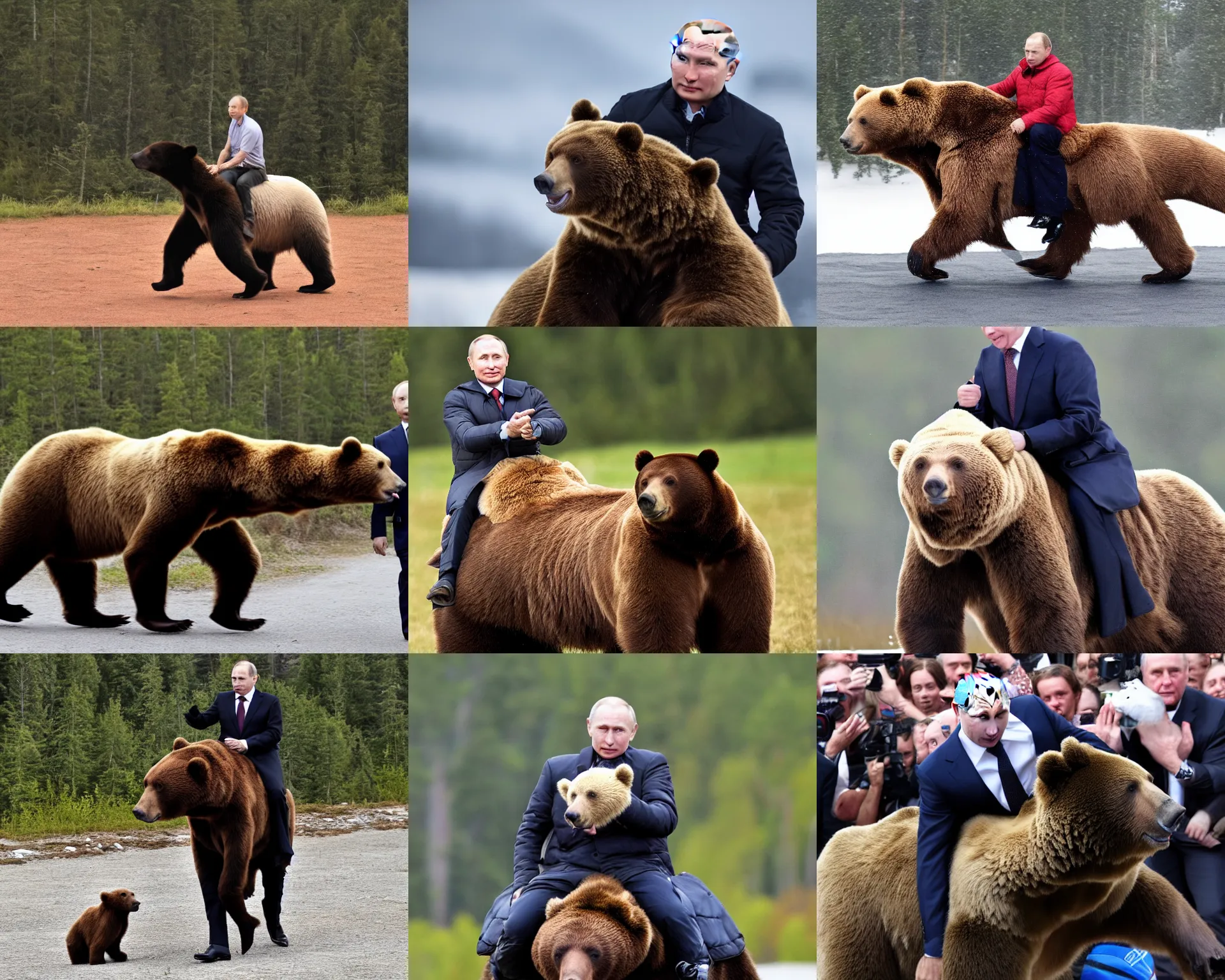 Prompt: vladimir putin rides a bear, 8 k