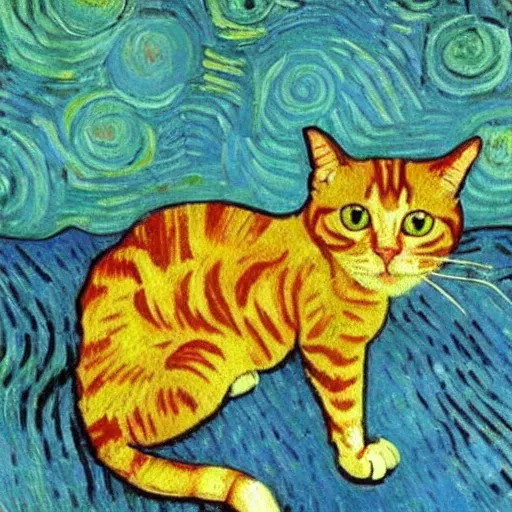 Image similar to a cat by van gogh