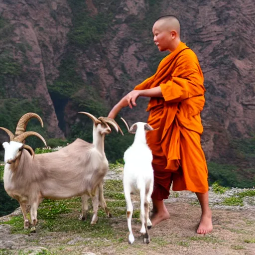 Prompt: a monk as a goat