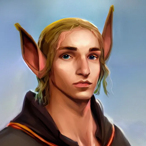 Image similar to Portrait of a young elf wizard, D&D, trending on artstation.