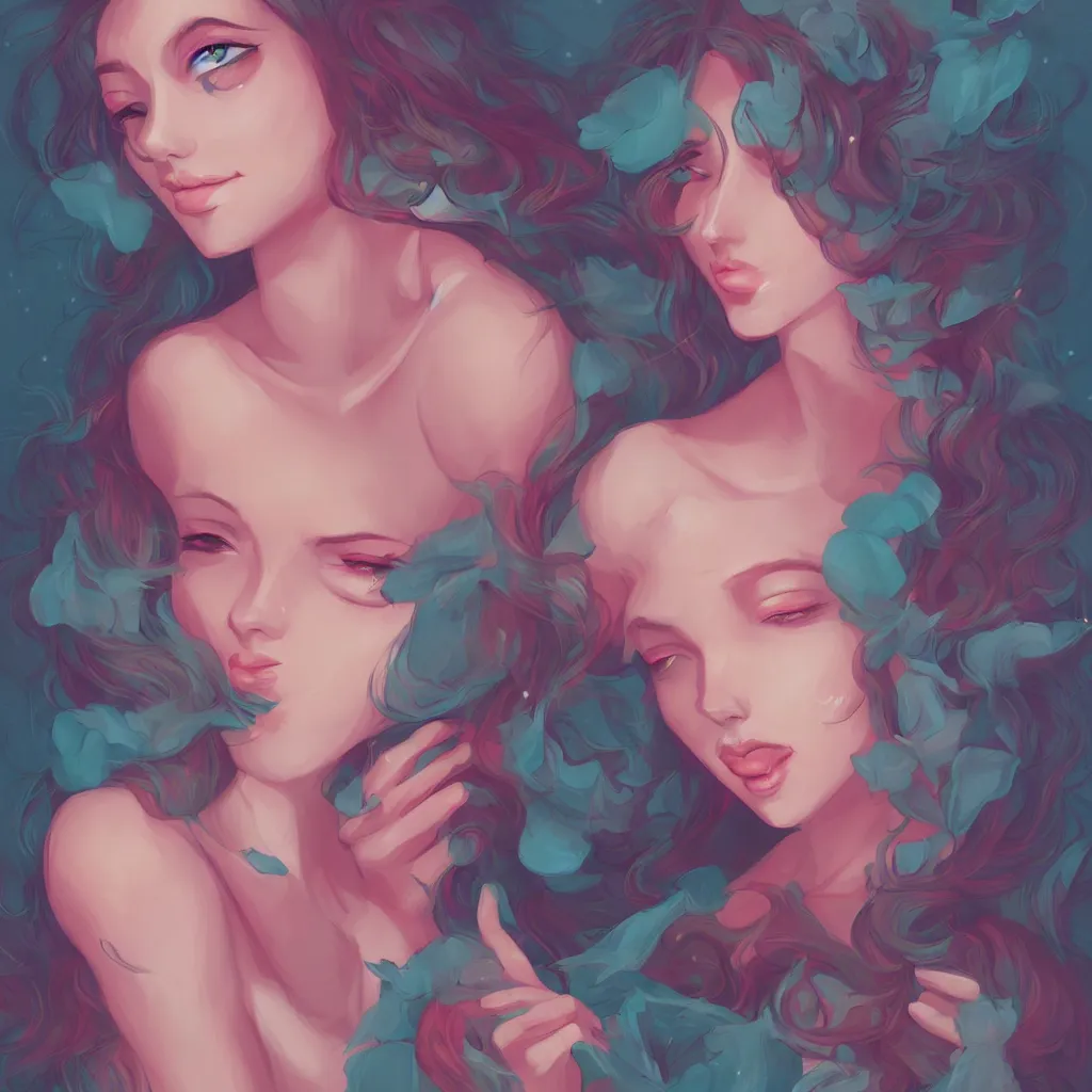 Prompt: beautiful feminine illustrations by lois van baarle