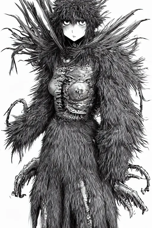 Image similar to raven monster, human figure, highly detailed, digital art, sharp focus, trending on art station, kentaro miura manga art style