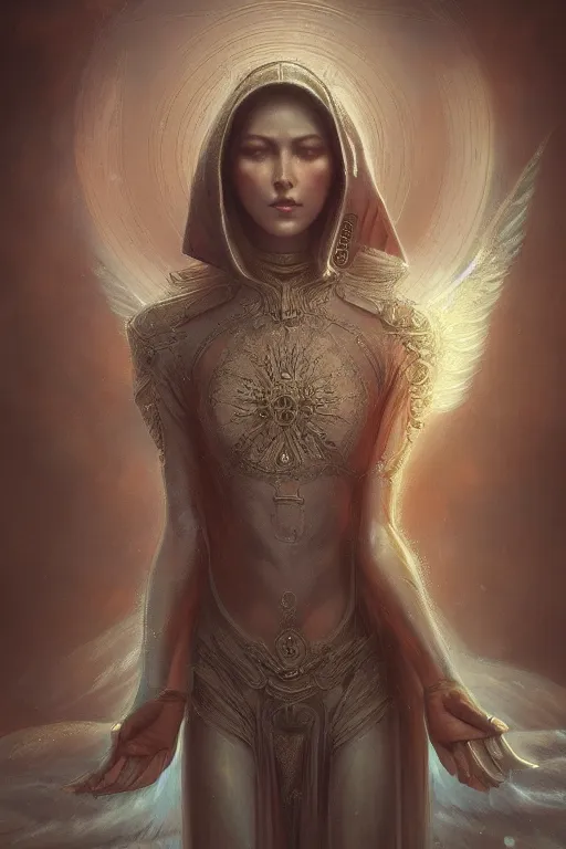 Image similar to A beautiful digital painting of a female Seraphim, intricate, cinematic lighting, cosmic background, highly detailed, digital painting, Artstation, concept art, smooth, sharp focus, illustration, art by Tom Bagshaw, Artgerm and Greg Rutkowski