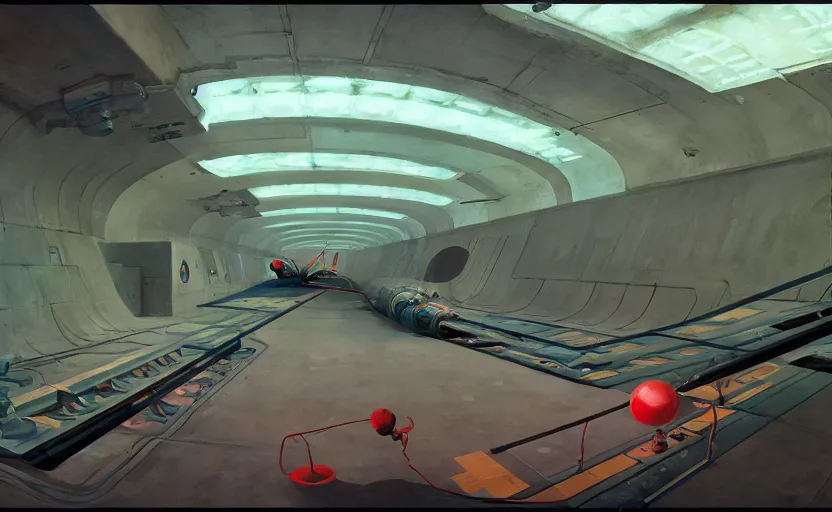 Prompt: Inside an underground submarine port, very coherent, painted by Edward Hopper, Wayne Barlowe, painted by James Gilleard, airbrush, art by JamesJean