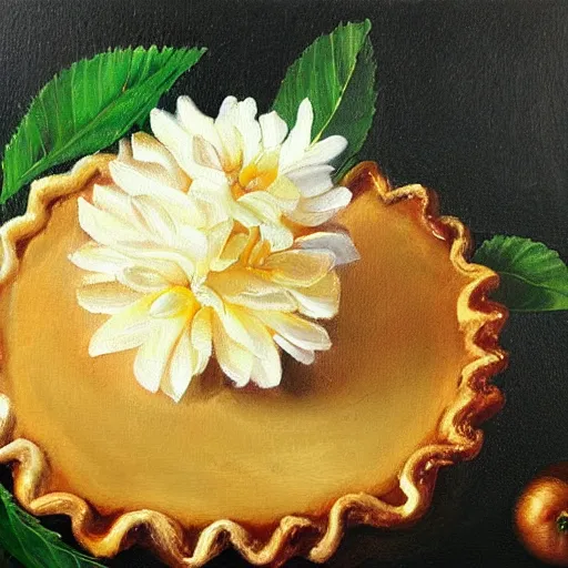 Image similar to a flower made of apple pie, highly detailed oil painting